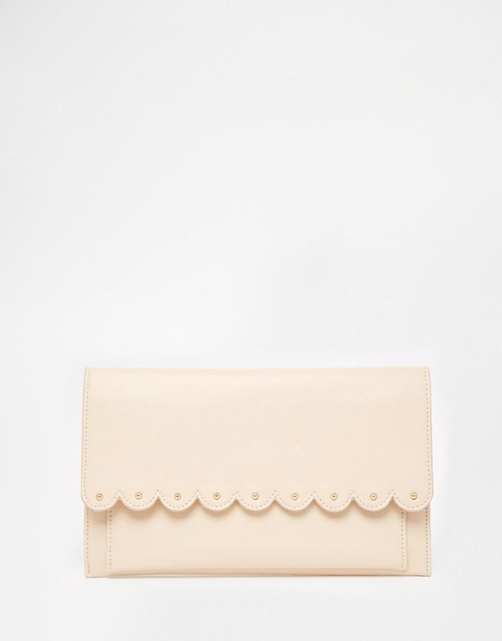 Asos Scallop Clutch Bag - Nude