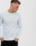 Asos Design Organic Long Sleeve T-shirt In Blue - Blue