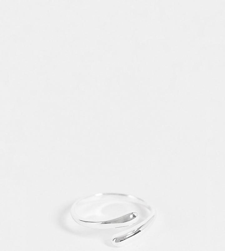 Asos Design Sterling Silver Ring In Melt Wraparound Design