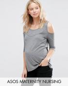 Asos Maternity Nursing Cold Shoulder T-shirt - Gray