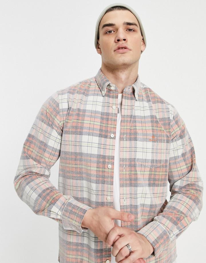 Gant Cord Check Shirt Buttondown Regular Fit In Pumpkin Orange