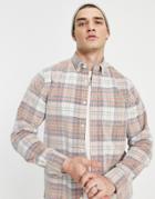 Gant Cord Check Shirt Buttondown Regular Fit In Pumpkin Orange