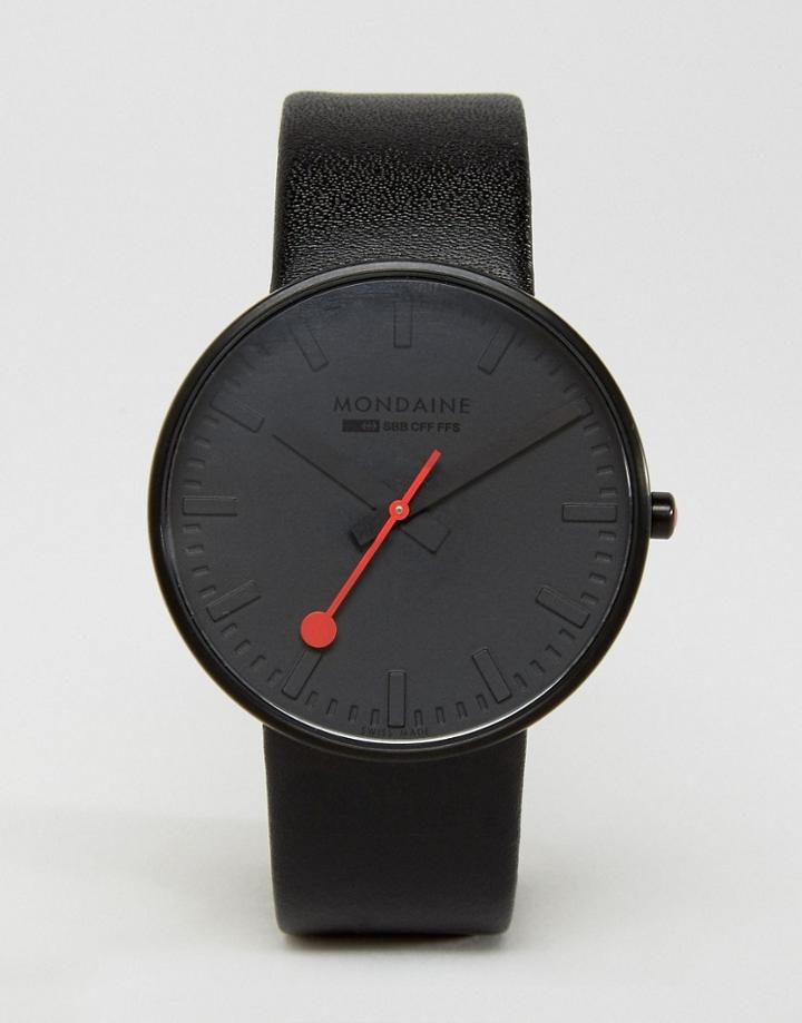 Mondaine Giant Watch In Black/white 42mm - Black