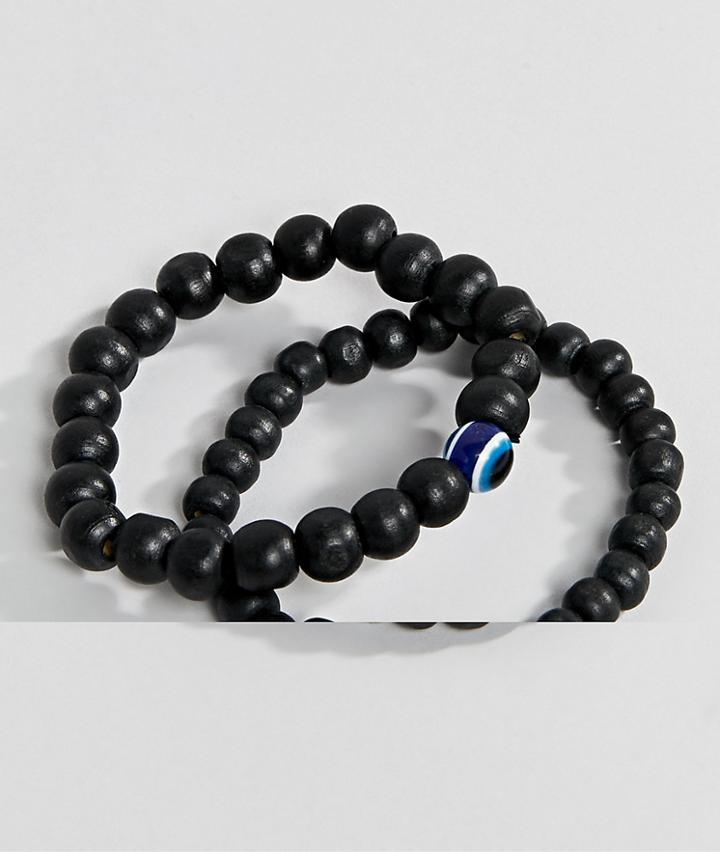 Aldo Black Beaded Bracelet In 2 Pack - Black