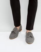Asos Loafers In Gray Suede With Perforated Detail - Gray