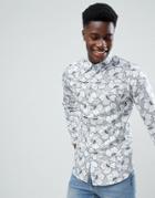 Ted Baker Slim Shirt In Floral Print - Green