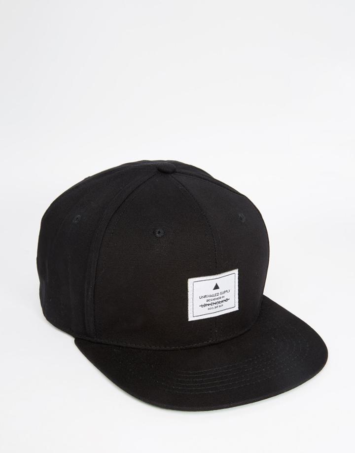 Asos Snapback Cap In Black - Black