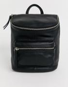 Asos Design Leather Zip Detail Backpack-black