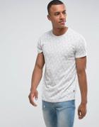 Solid T-shirt In All Over Geo Print - Gray