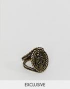 Reclaimed Vintage St Christopher Ring In Burnished Gold - Gold