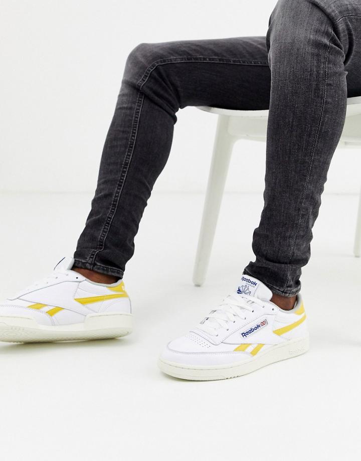 Reebok Revenge Plus Sneakers In Off White With Neon Stripe