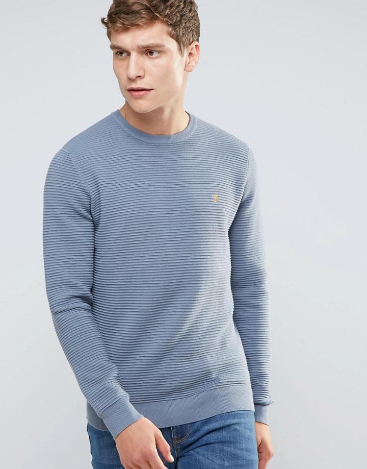 Farah Slim Textured Rib Knit Sweater In Green - Green