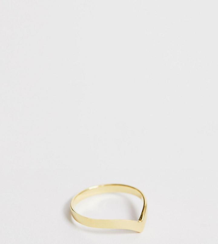 Asos Design Curve Sterling Silver Ring With Gold Plate In V Shape
