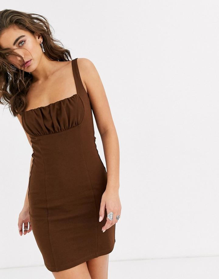 Capulet Blake Ruched Mini Bodycon Dress-brown