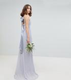 Tfnc Tall Bow Back Pleated Maxi Bridesmaid Dress-gray