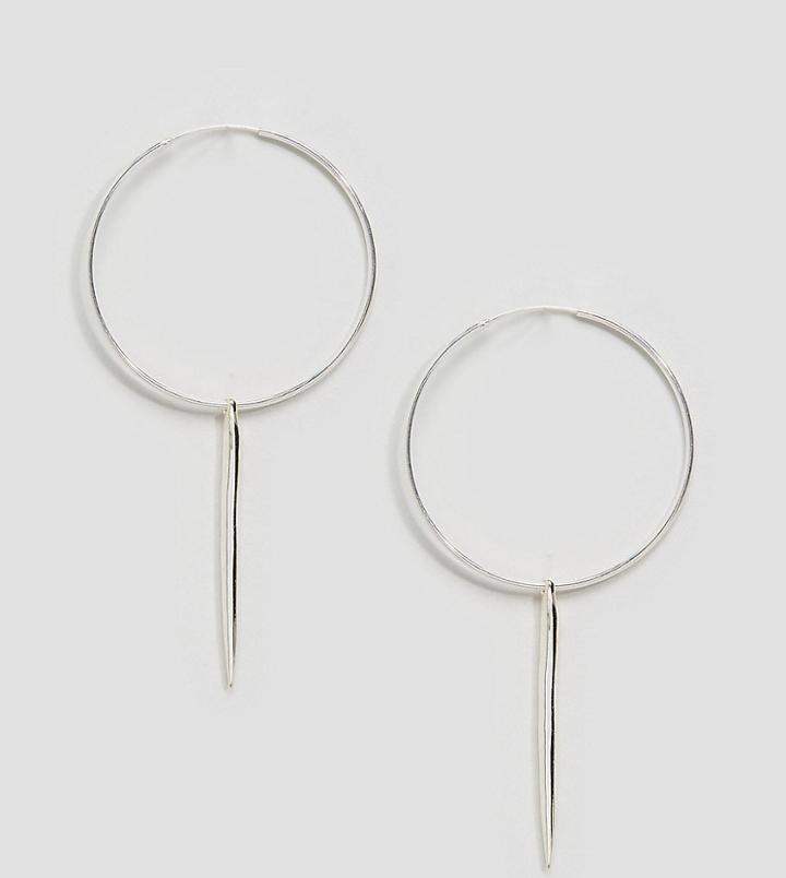 Dogeared Sterling Silver Karma Medium Hoop And Spear Earrings - Silver