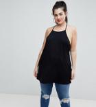 Asos Curve Cami With Square Neck And Drape Back - Black