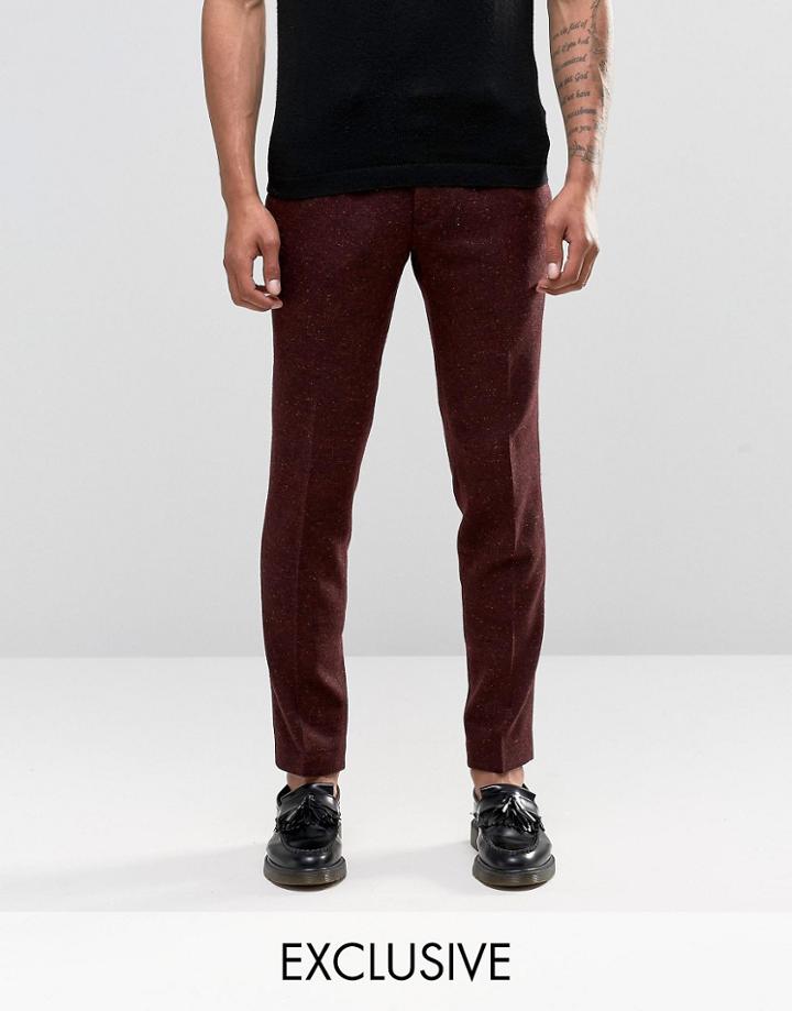 Noak Slim Trousers In Fleck - Burgundy