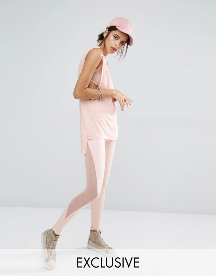 Bones Leggings With Mesh Side Inserts - Pink