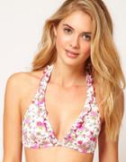 Pureda Exclusive To Asos Frill Bikini Top With Hidden Wire And Floral Print - Multi