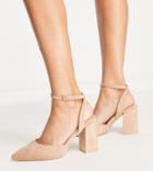 Raid Wide Fit Exclusive Neima Block Heeled Shoes In Beige Micro-neutral