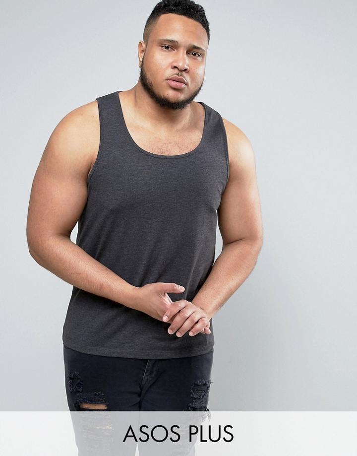 Asos Plus Tank In Charcoal - Gray