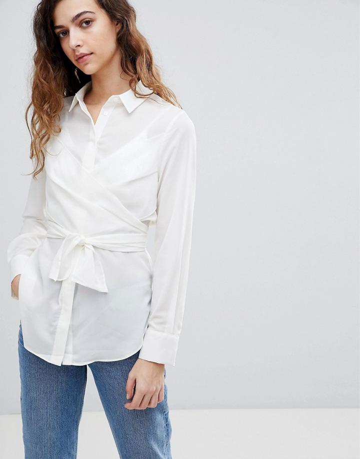 Warehouse Tie Front Shirt - Cream