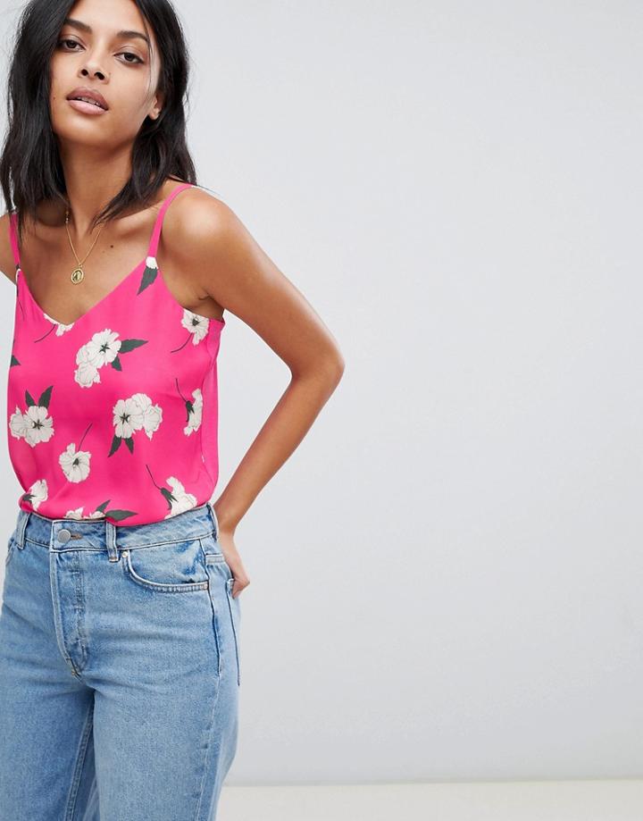 Warehouse Floating Orchid Woven Front Cami - Pink