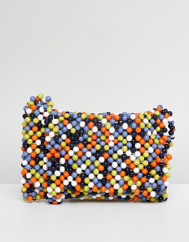 Asos Design Multi Colored Bead Cross Body Bag - Multi