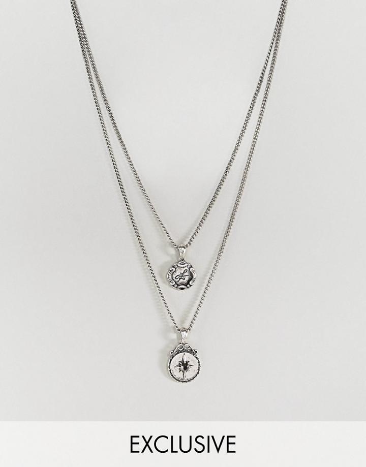 Reclaimed Vintage Inspired Double Layer Necklace In Silver Exclusive To Asos - Silver