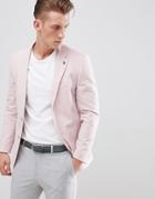 Burton Menswear Regular Fit Linen Blazer In Pink - Pink