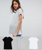 Asos Maternity Ultimate T-shirt With Crew Neck 3 Pack - Multi