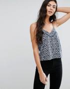 Vero Moda Super Easy Cropped Beaded Print Cami - Blue