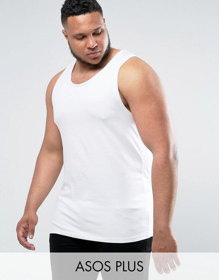 Asos Plus Longline Muscle Tank - White