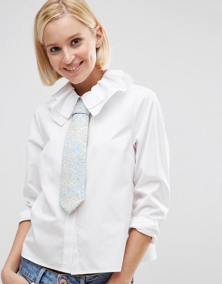 Asos Metallic Jacquard Tie - Blue