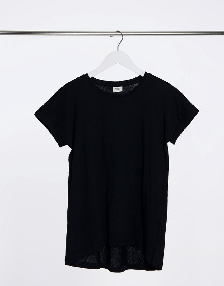 Jdy Pastel Short Sleeve Jersey Top In Black
