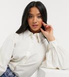 Y.a.s Petite Shirt With Volume Sleeves In Cream-white