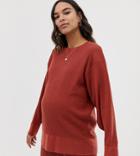 Asos Design Maternity Premium Lounge Knitted Dropped Sleeve Sweat - Brown