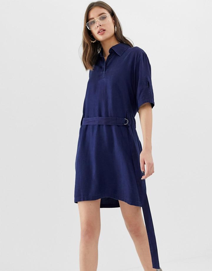 Kings Of Indigo Tie Detail Shirt Dress - Blue
