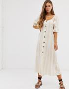 Asos Design Button Through Maxi Dress In Seersucker In Stripe-multi