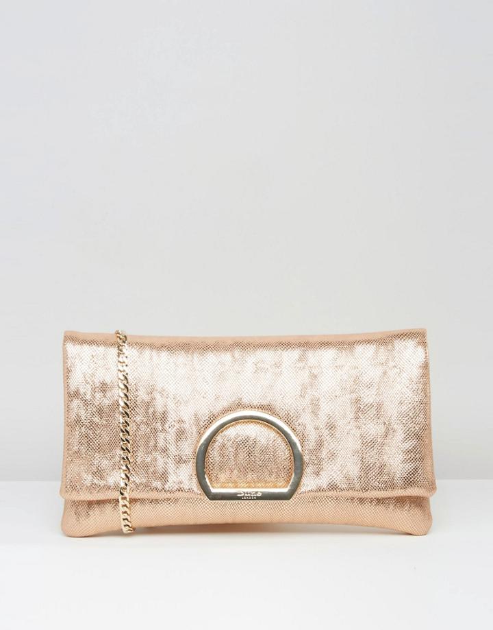Dune Rose Gold Clutch Bag - Cream