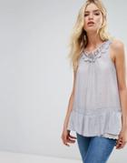 Pussycat London Ruffle Hem Tunic Top - Gray