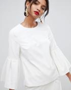 Ted Baker Pelta Top With Pearl Sleeves - White