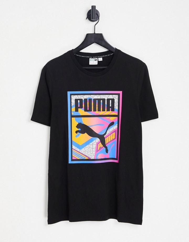Puma Graphic Box Logo Play T-shirt In Black