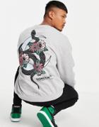 Hnr Ldn Snake Back Print Sweatshirt In Gray-neutral