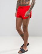 Asos Swim Shorts With Extreme Side Splits In Red Super Short Length - Red