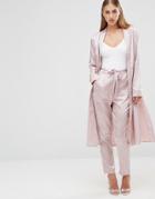 Missguided Premium Stripe Tie Waist Pant - Orange