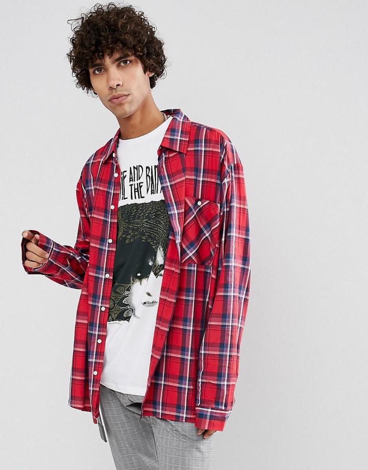 Dead Vintage James Skater Fit Checked Shirt - Red