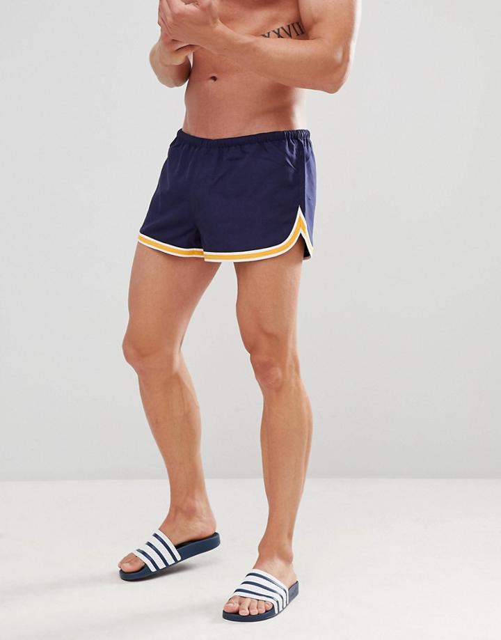 Asos Design Swim Short In Navy In Super Short Retro Fit - Navy