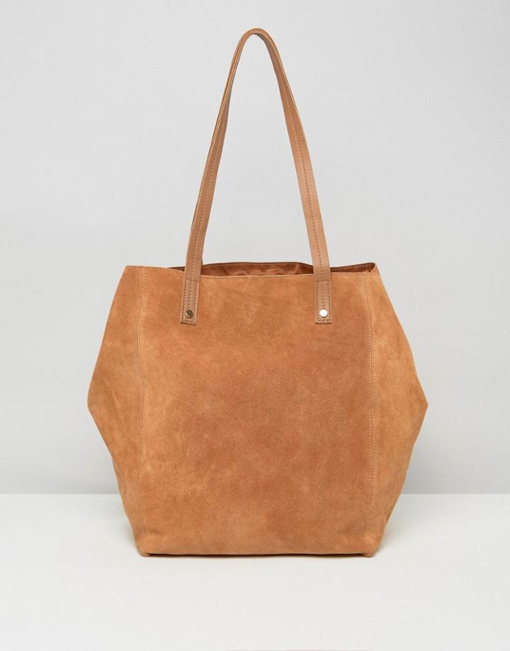 Asos Suede Slouch Shopper Bag - Tan